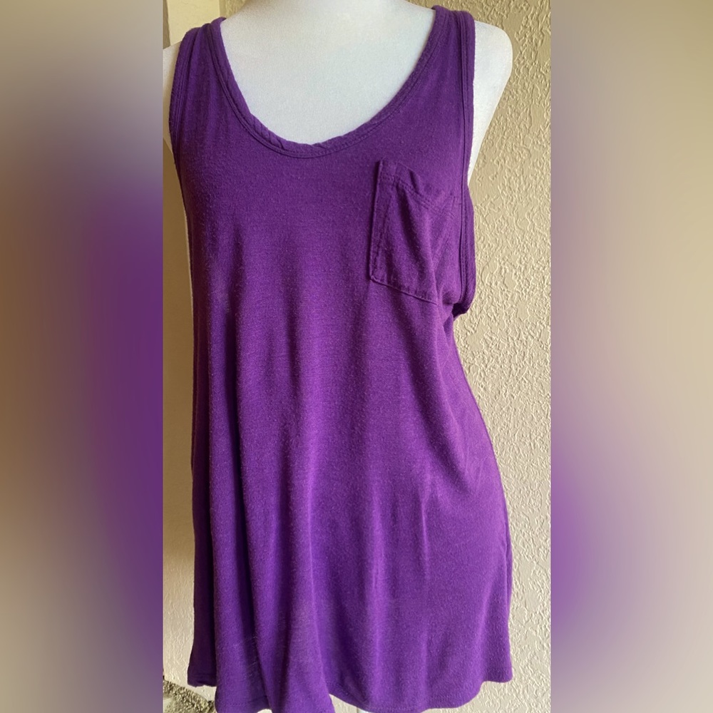 T by Alexander Wang racerback patch pocket knit jersey tank- purple